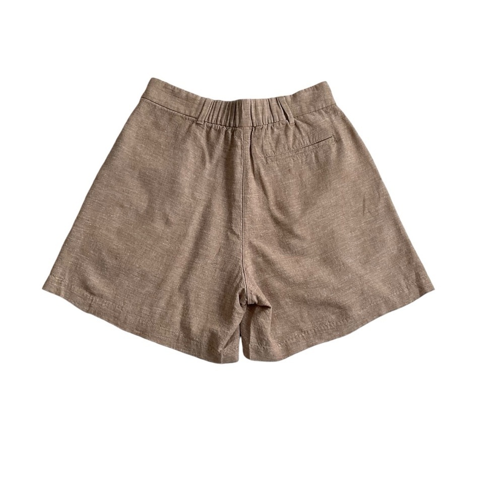 Old Navy Women's Trouser Shorts Sz S Beige Linen Blend Pockets Elastic Back Chic - Picture 2 of 9